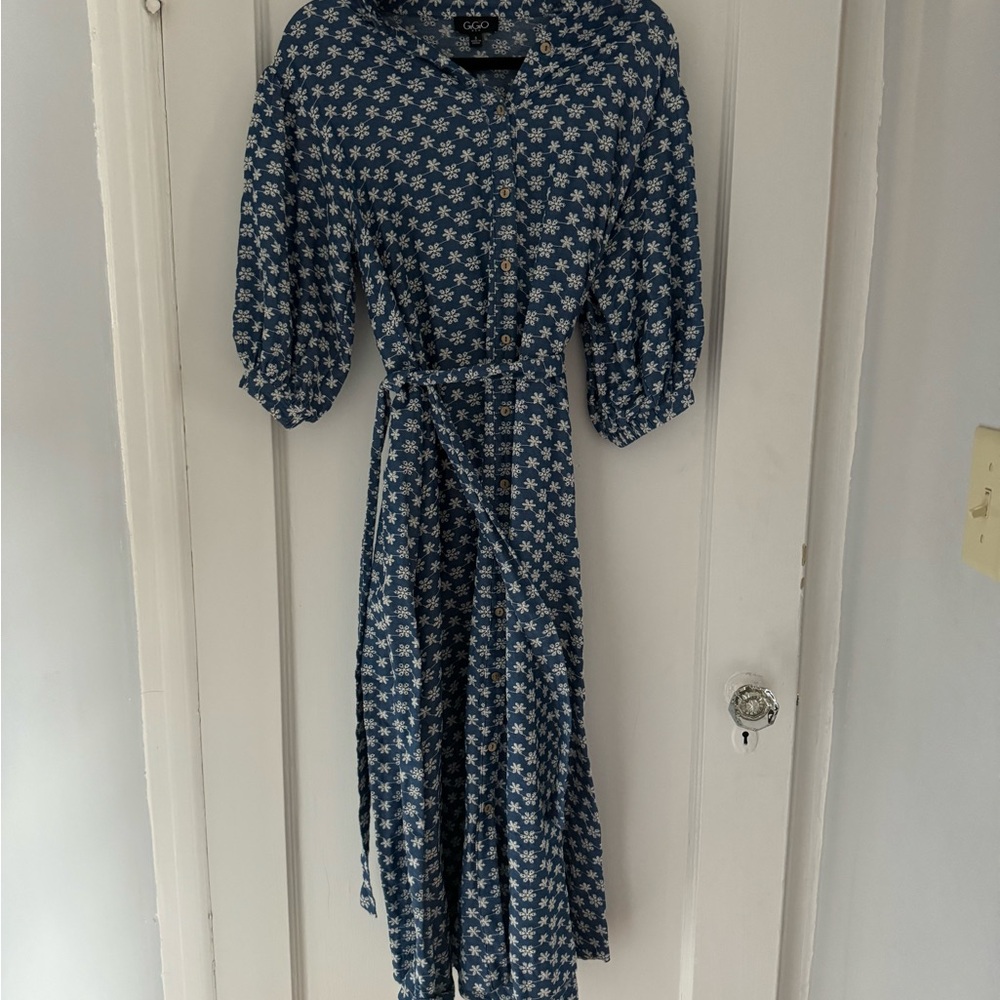 Blue Floral Midi Dress